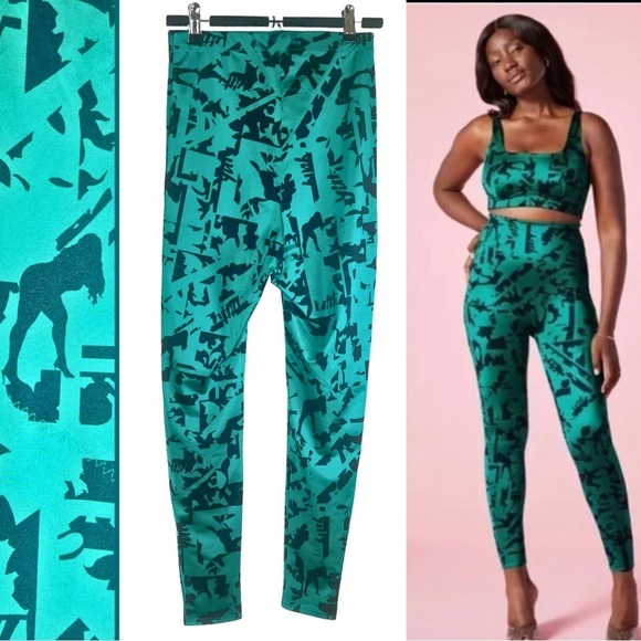 Med - EUC - Yitty by Fabletics Green/Black Lizzo Deep Sea Lizzouette Leggings - Picture 1 of 11